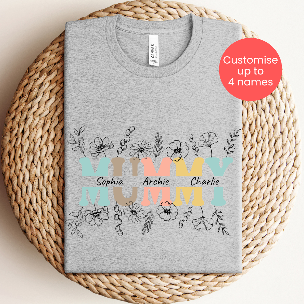 Mummy Wildflower Personalised T-Shirt