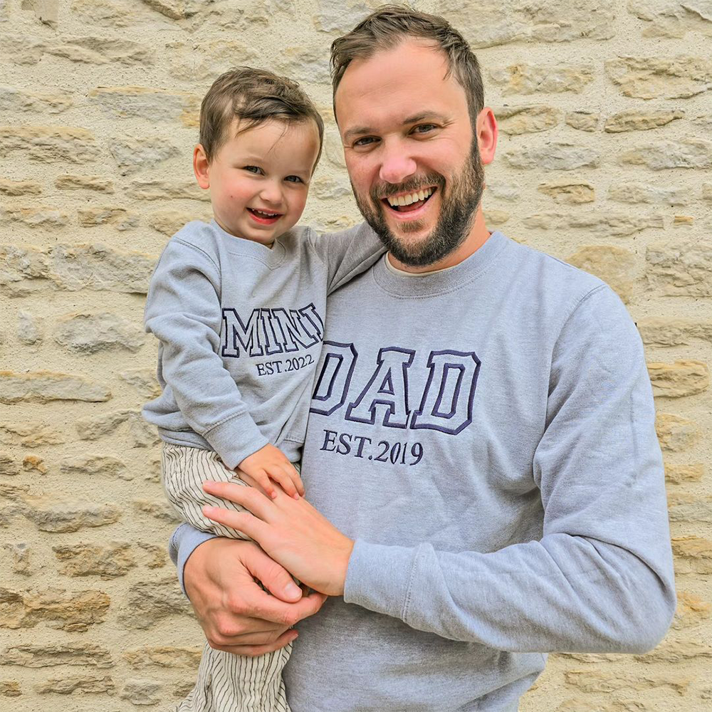 Dad & Mini Established Embroidered Heather Grey/Navy Sweatshirts
