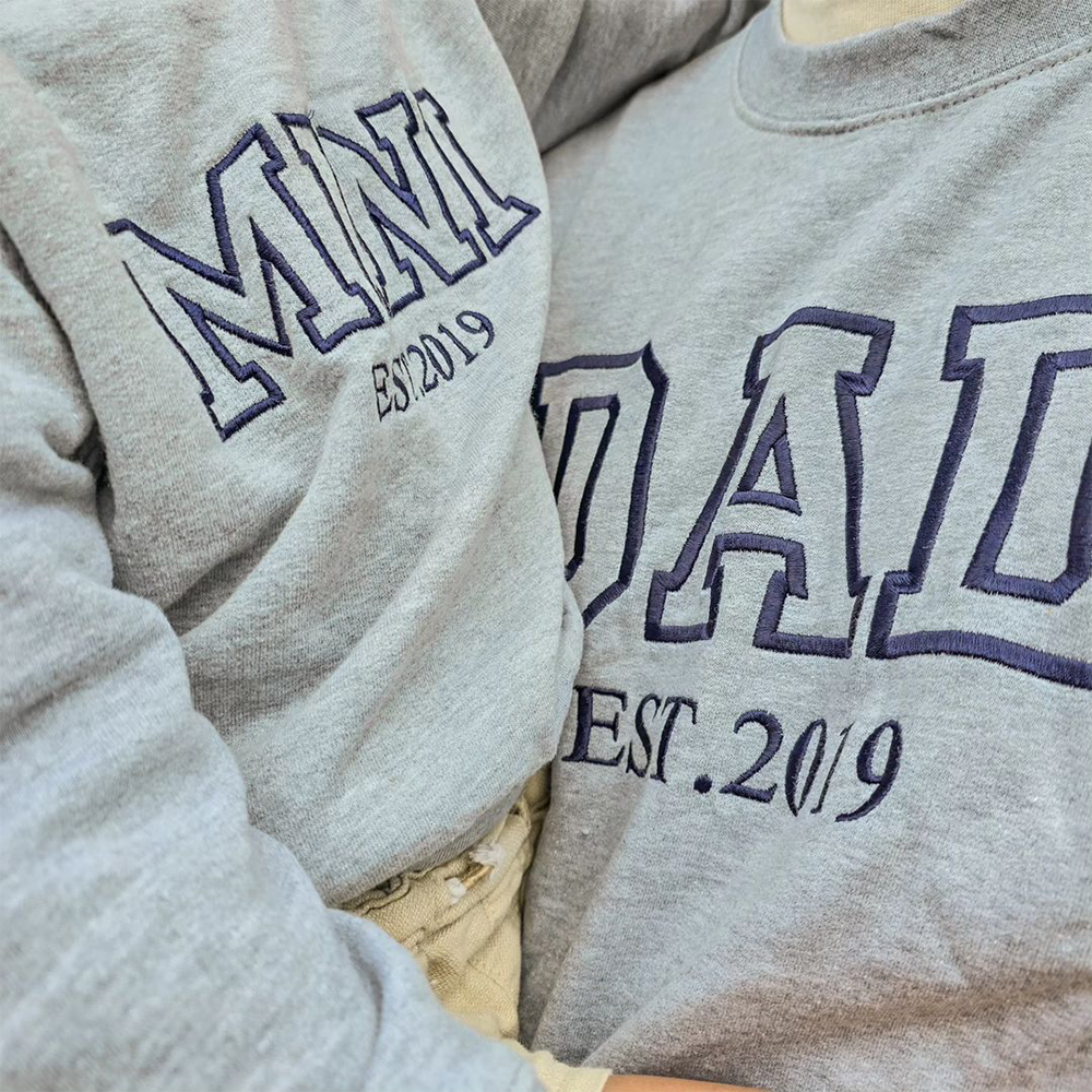 Dad & Mini Established Embroidered Heather Grey/Navy Sweatshirts