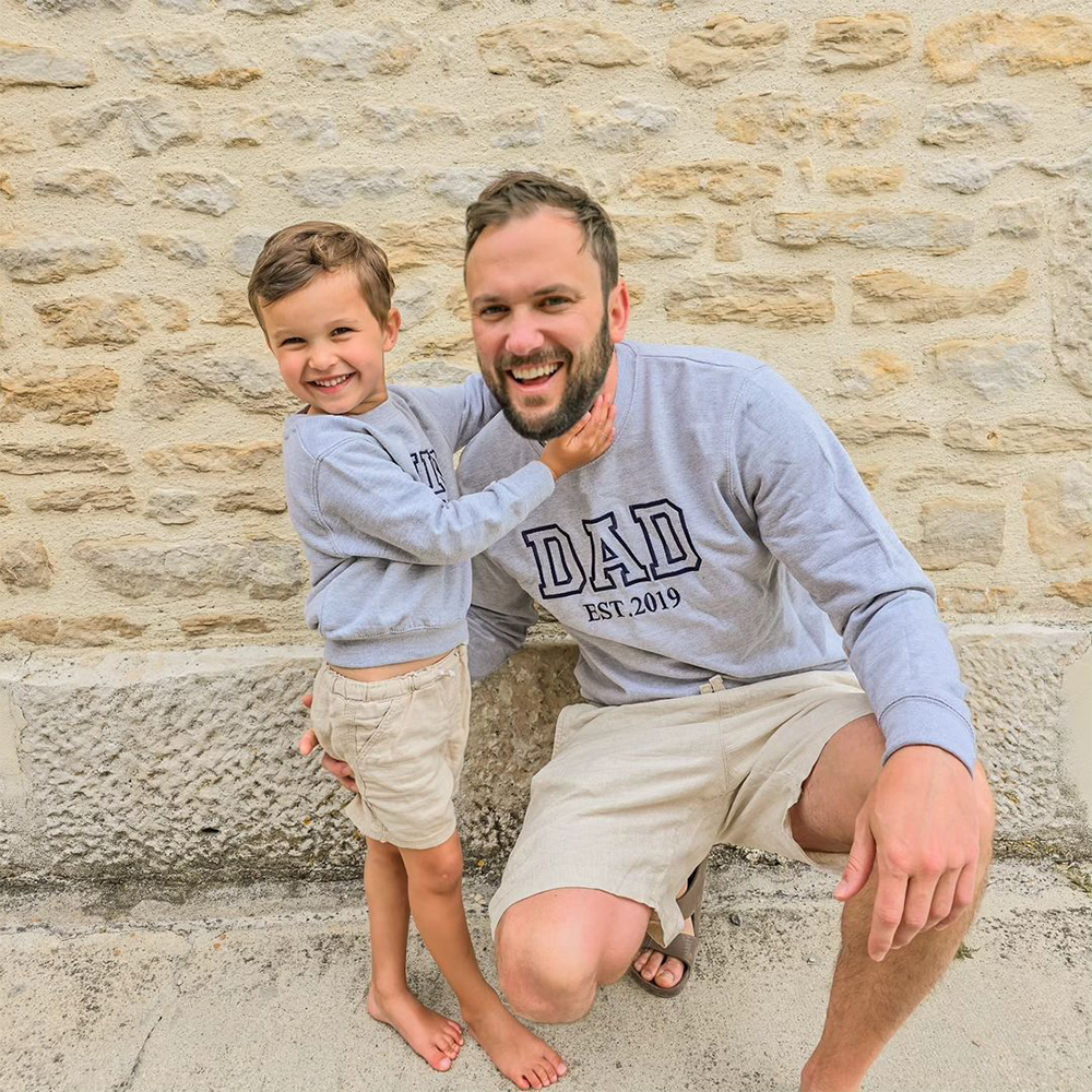 Dad & Mini Established Embroidered Heather Grey/Navy Sweatshirts