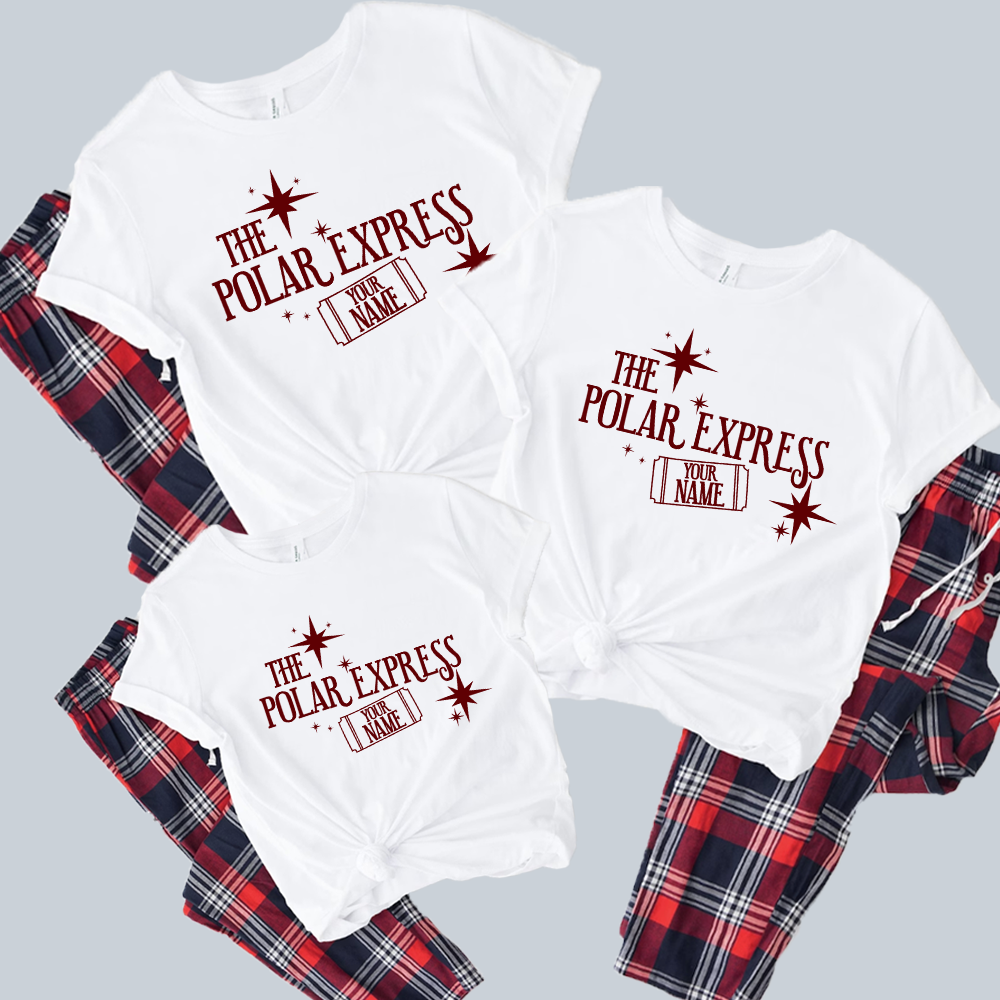 Choose Your Name The Polar Express Whole Family Yuletide Pyjama Tee and Pant Set