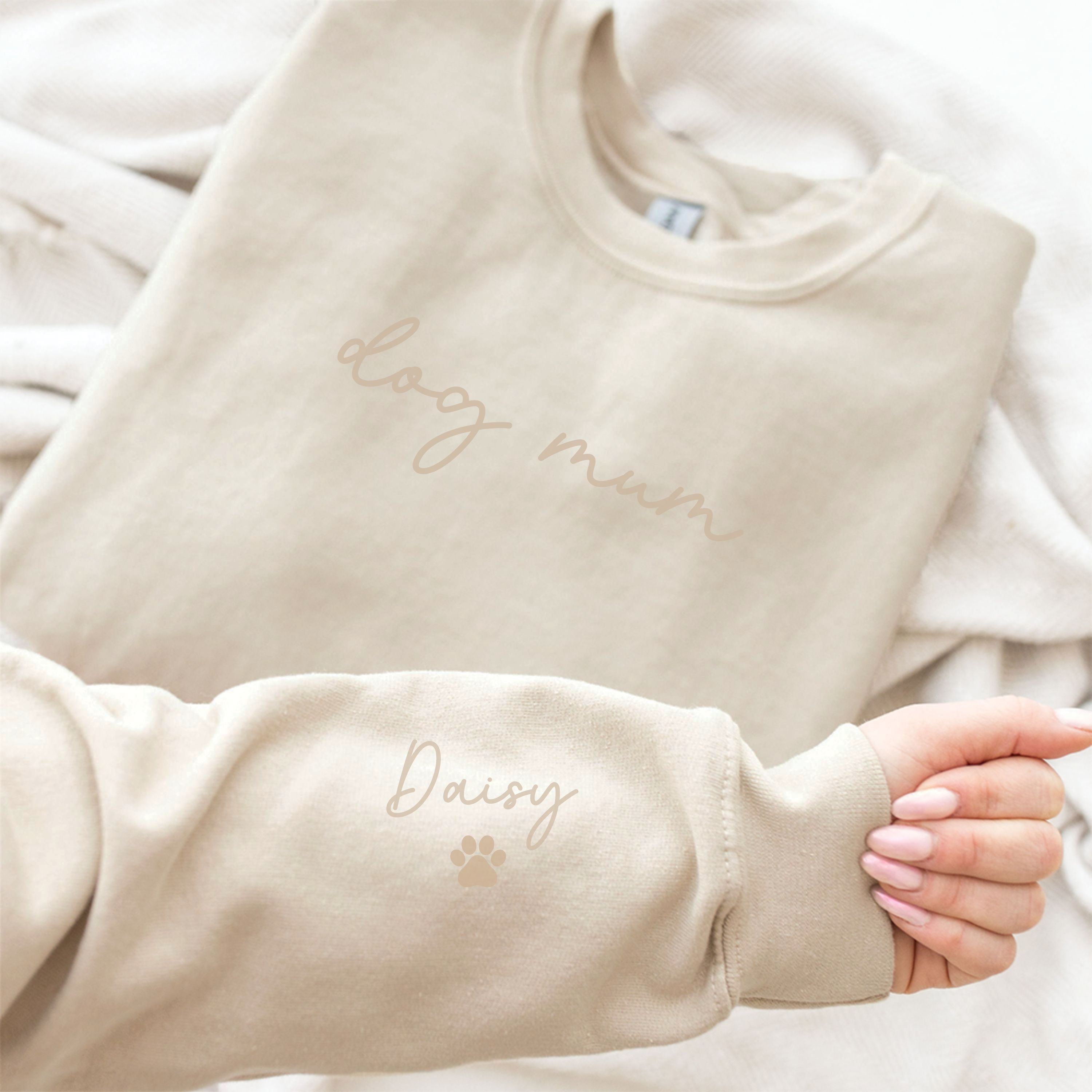 On My Sleeve Personalised Tonal Dog Mum Sweatshirt