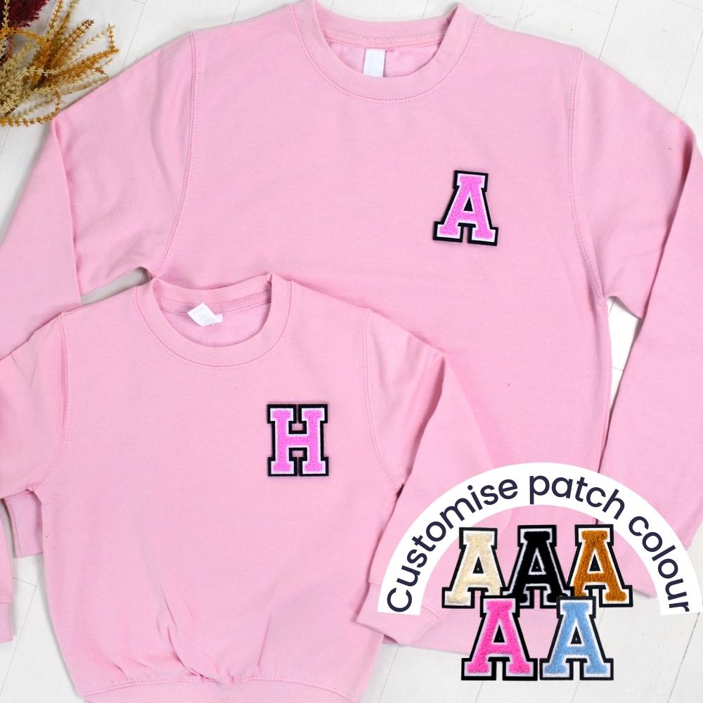 Patch 22 Baby Pink Matching Initial Sweatshirts