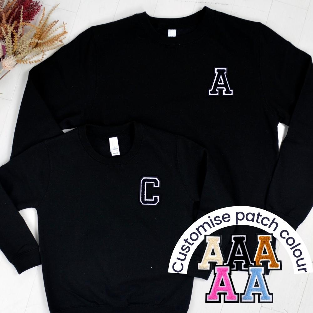 Patch 22 Black Matching Initial Sweatshirts