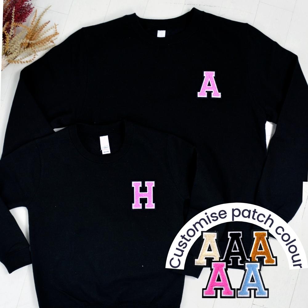 Patch 22 Black Matching Initial Sweatshirts