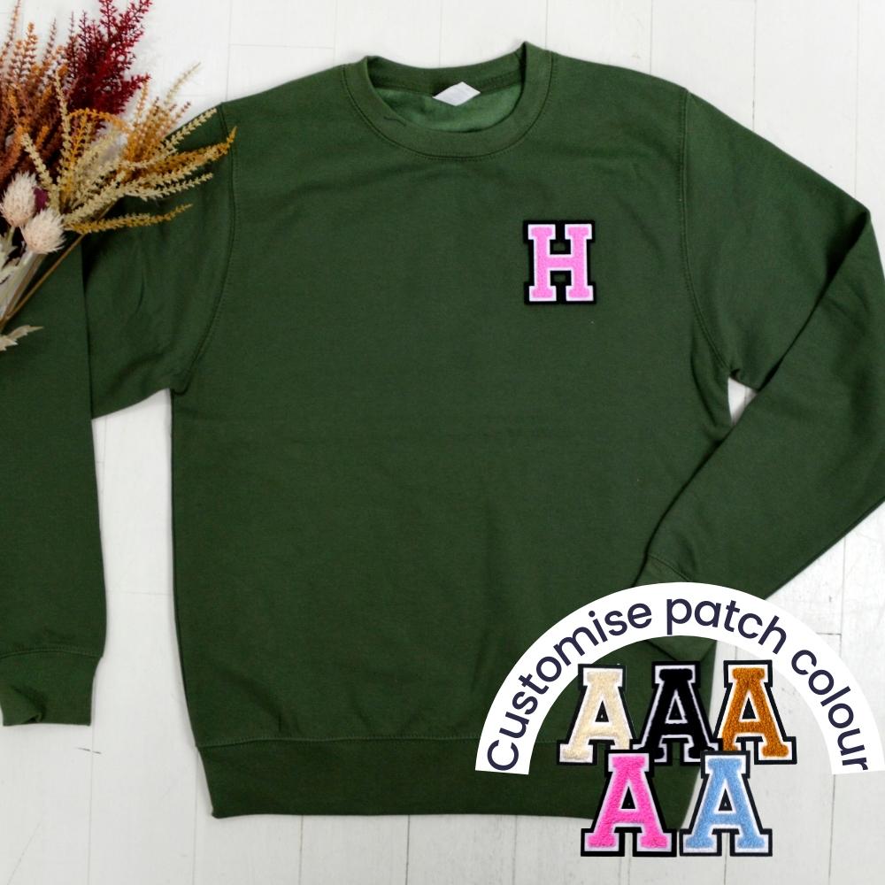 Patch 22 Adults Military Green Initial Sweatshirt