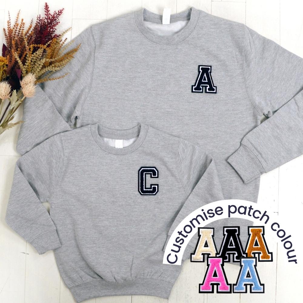 Patch 22 Heather Grey Matching Initial Sweatshirts