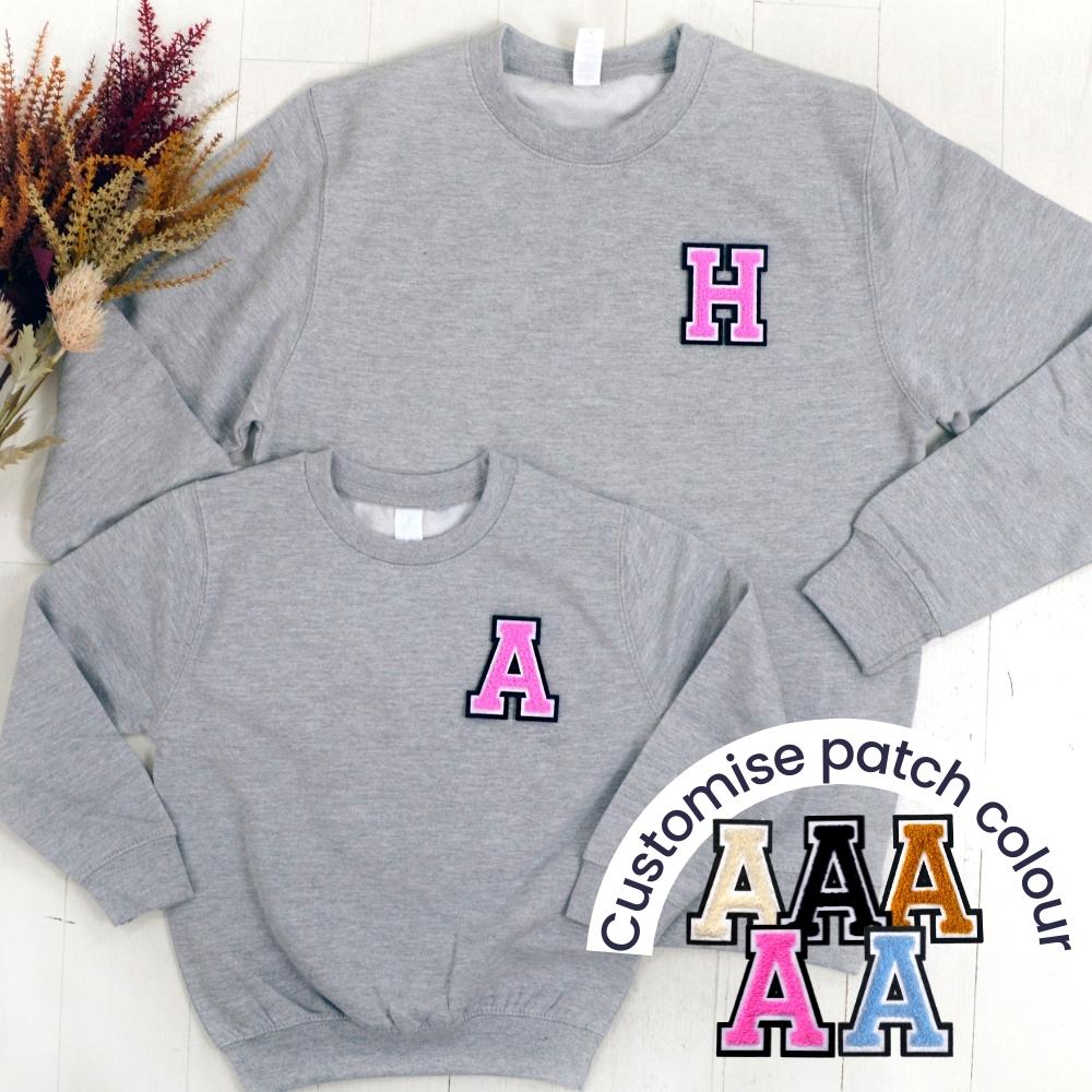 Patch 22 Heather Grey Matching Initial Sweatshirts