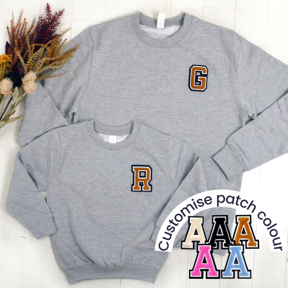 Patch 22 Heather Grey Matching Initial Sweatshirts