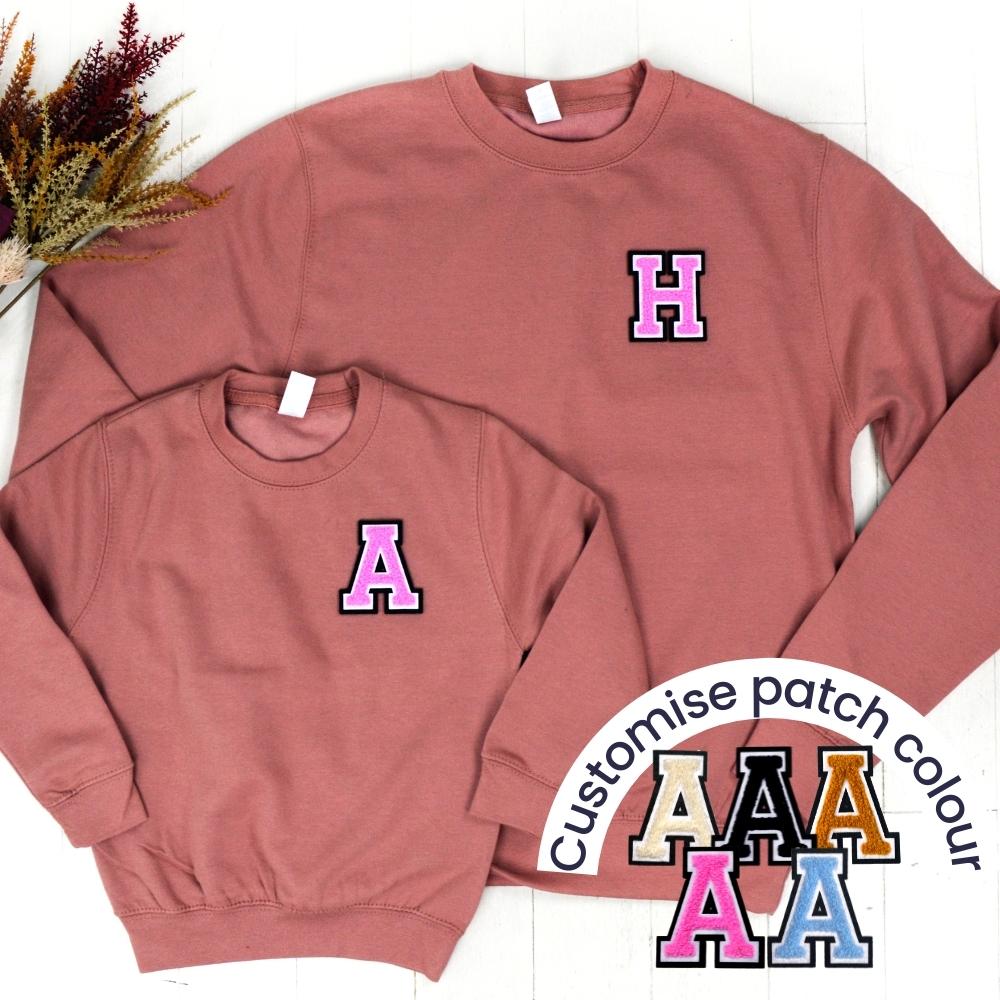 Patch 22 Dusty Pink Matching Initial Sweatshirts