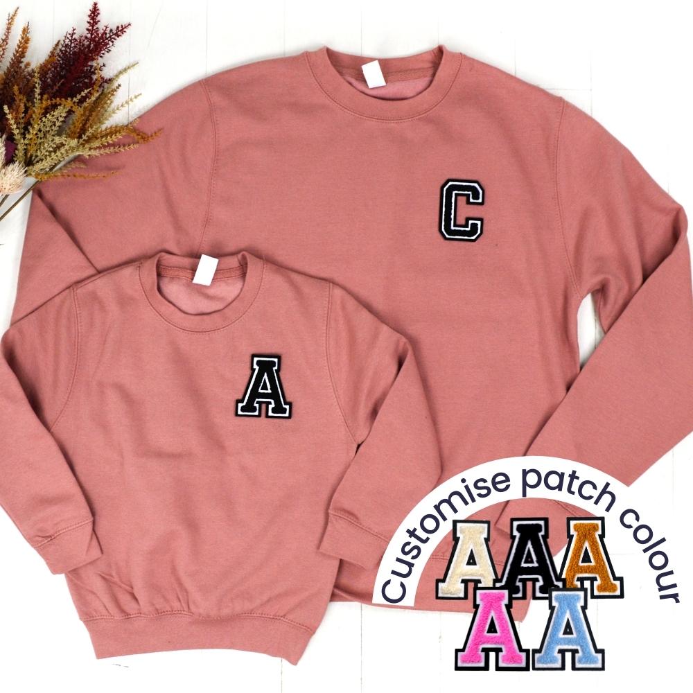 Patch 22 Dusty Pink Matching Initial Sweatshirts