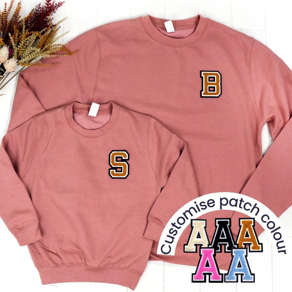 Patch 22 Dusty Pink Matching Initial Sweatshirts