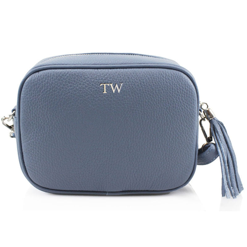 Personalised Leather Silver Embossed Crossbody Bag