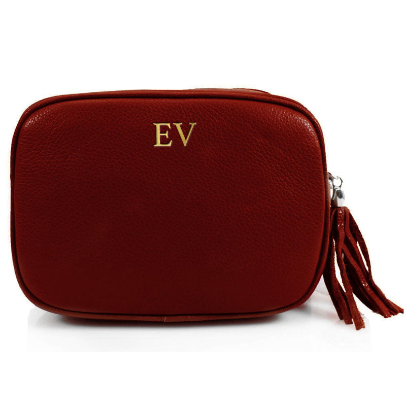 Carnaby Of London Embossed Initial Gold Leather Crossbody Bag