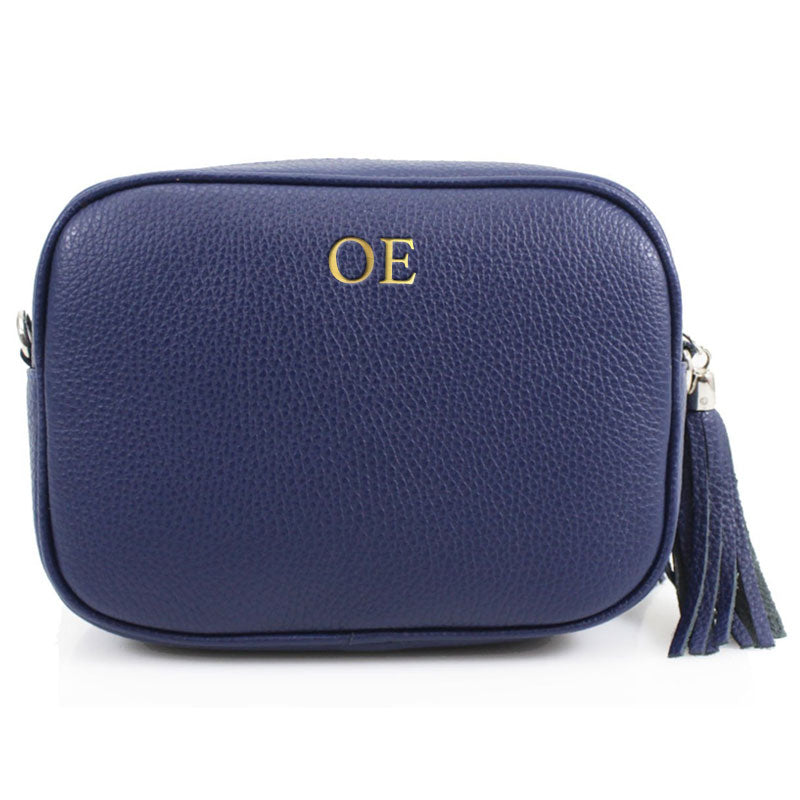 Carnaby Of London Embossed Initial Gold Leather Crossbody Bag