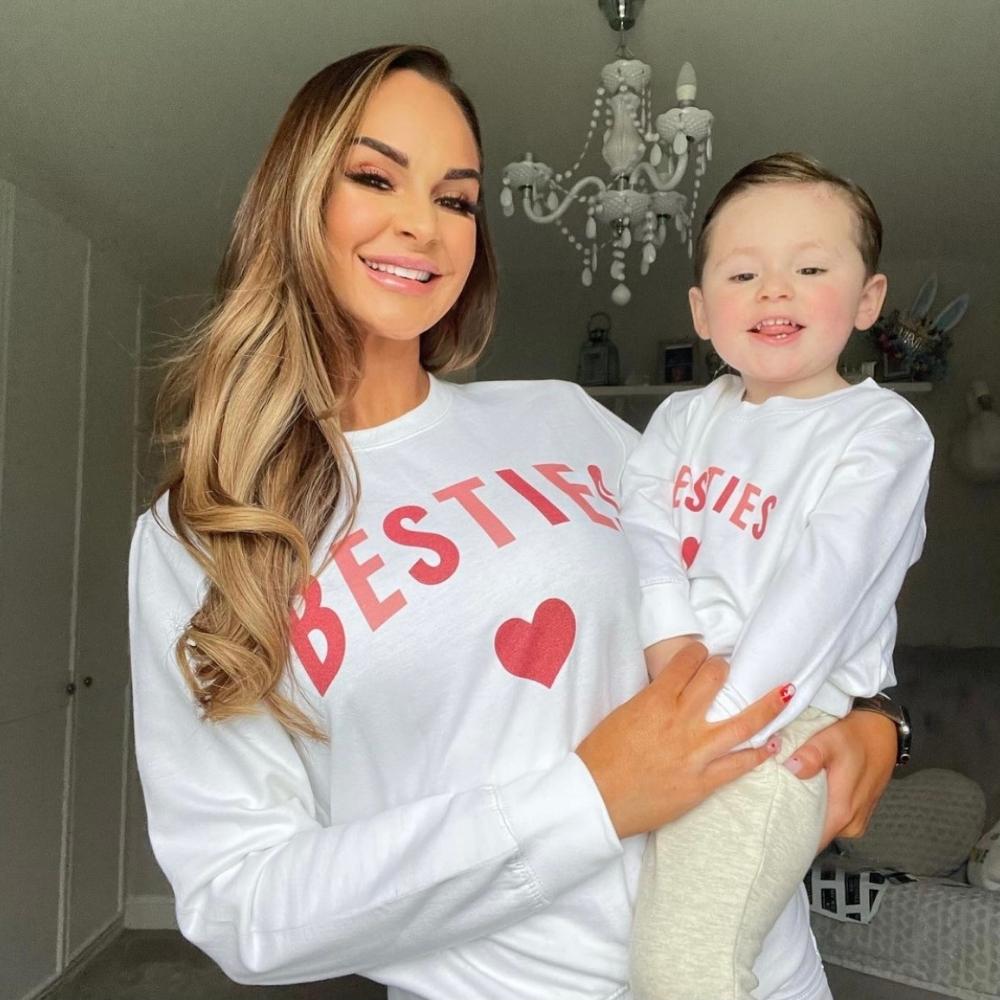 Besties Love Hearts Mum & Kid Matching White Sweatshirts