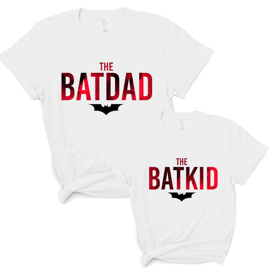 The Batdad & Batkid Matching White T-Shirts