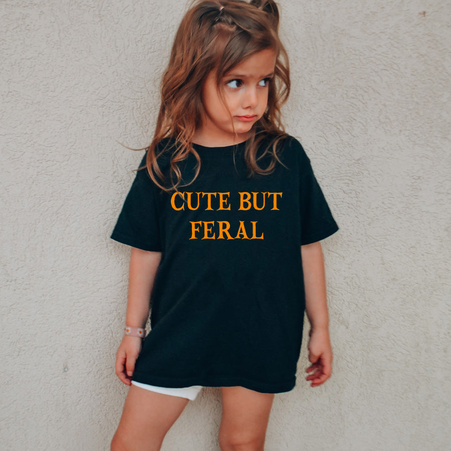 Cute But Feral Halloween Kids Tee