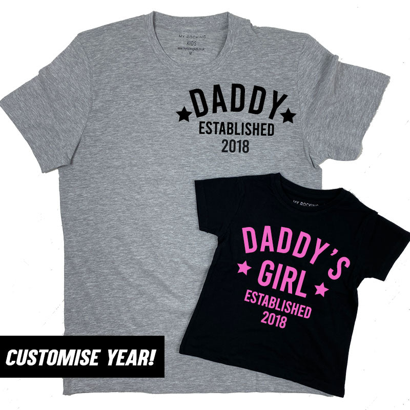 Personalised Daddy & Girl Star Established Matching T-Shirts (MRK X)