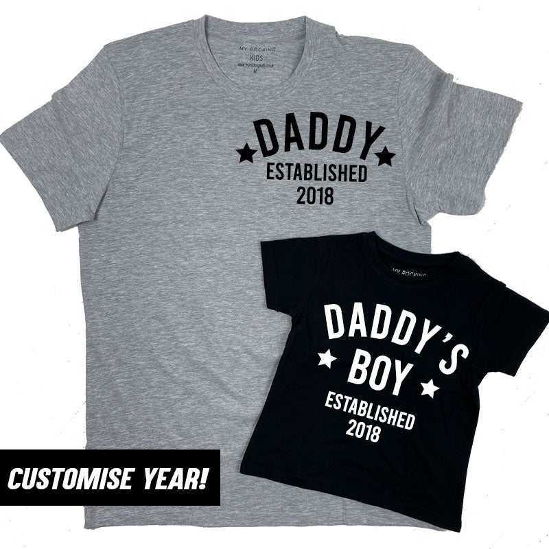 Personalised Daddy & Boy Star Established Matching T-Shirts (MRK X)