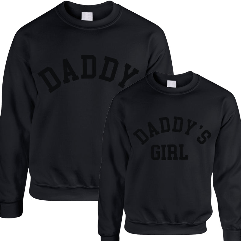 Daddy & Daddy's Girl Stealth Black College Matching Sweatshirts