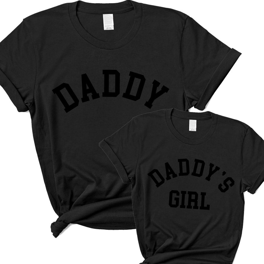 Daddy & Daddy's Girl Stealth Black College Matching T-Shirts