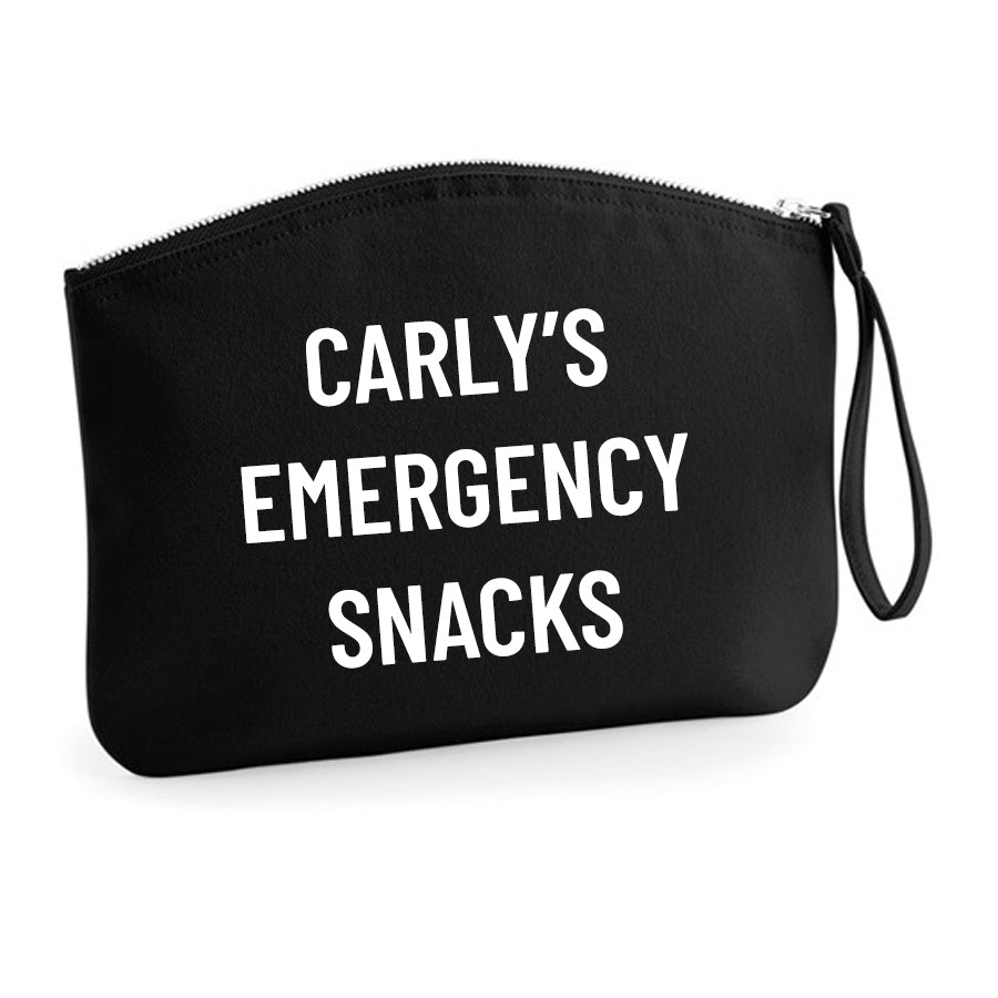 Personalised Name Emergency Snacks Zip Accessory Pouch