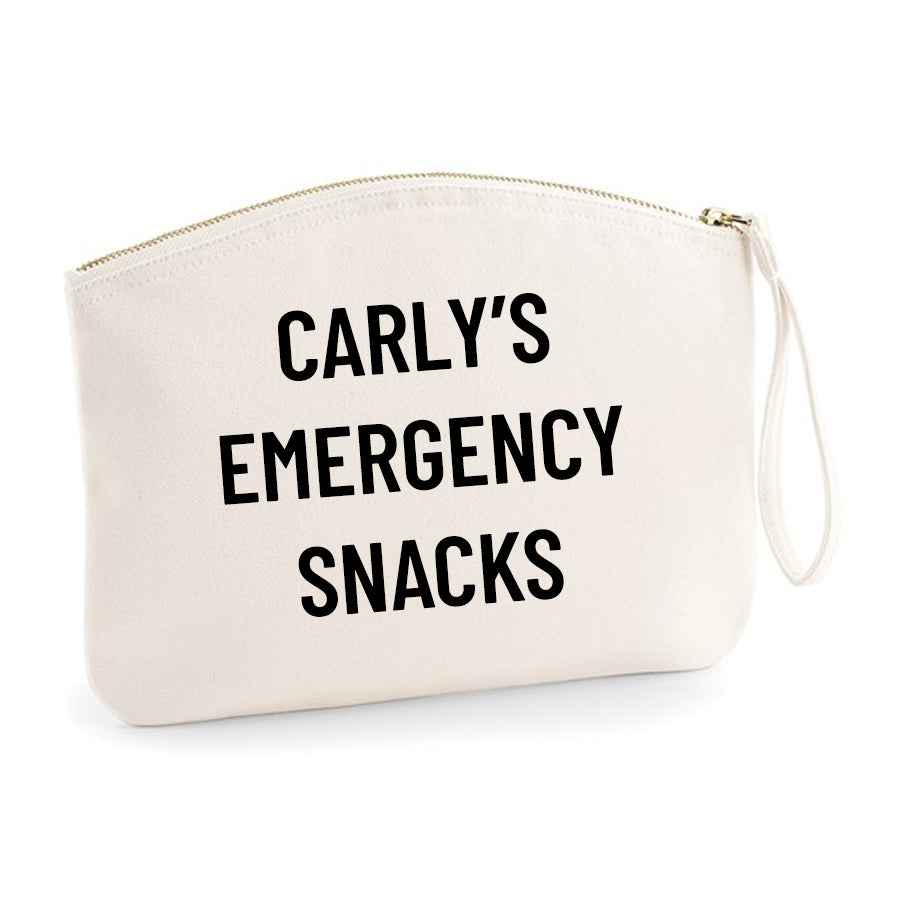 Personalised Name Emergency Snacks Zip Accessory Pouch