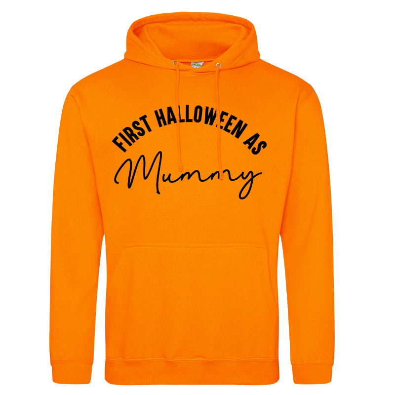 First Halloween As Mummy Script Orange Hoodie (MRK X)