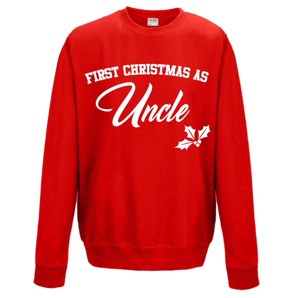 First Christmas As Auntie & Uncle Classic Script Red Sweatshirts (MRK X)