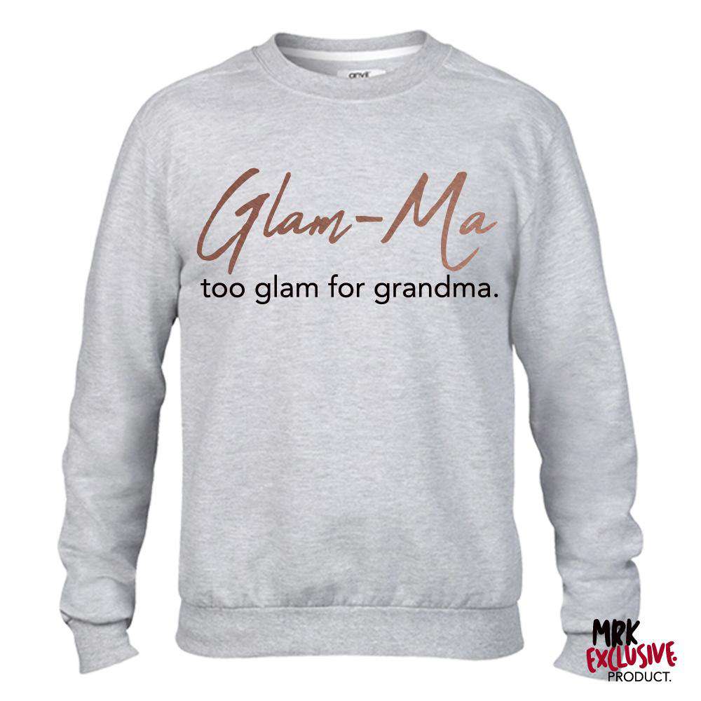 Glam-Ma Grandma Heather Grey/Rose Gold Sweater (MRK X)