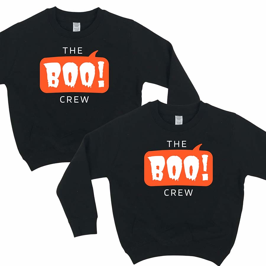 The Boo Crew Matching Kids Halloween Sweatshirts- Black