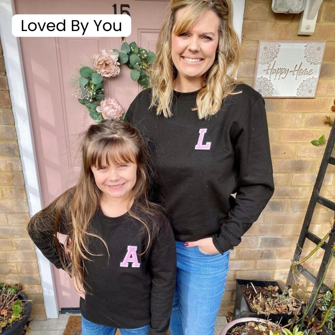 Patch 22 Black Matching Initial Sweatshirts