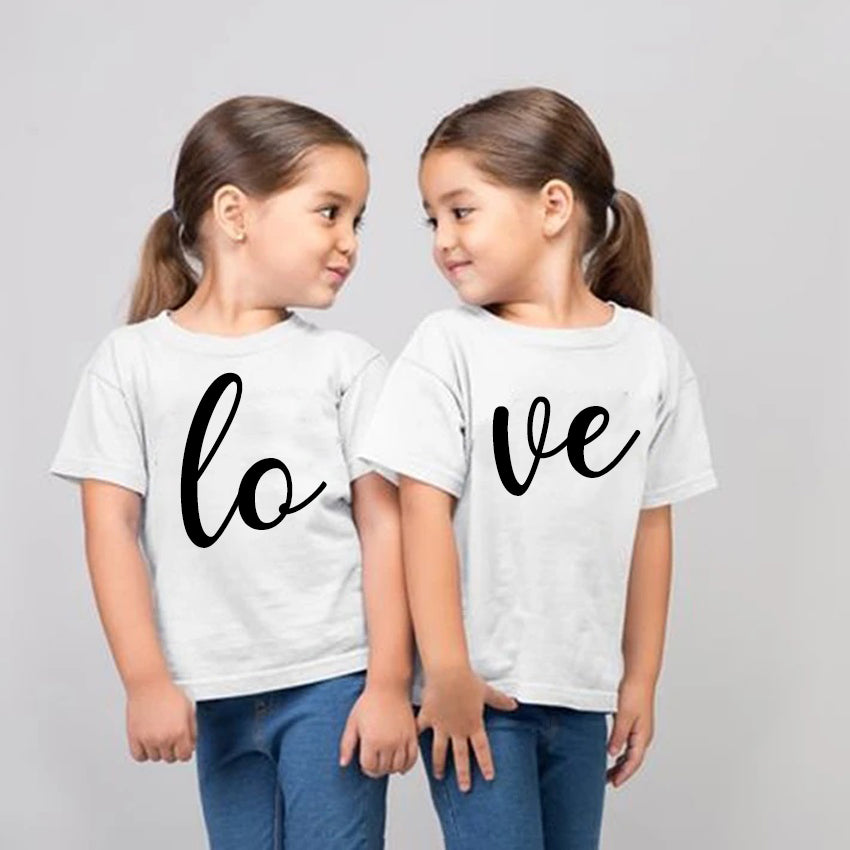 Lo-ve Split Slogan Matching T-Shirts (MRK X)