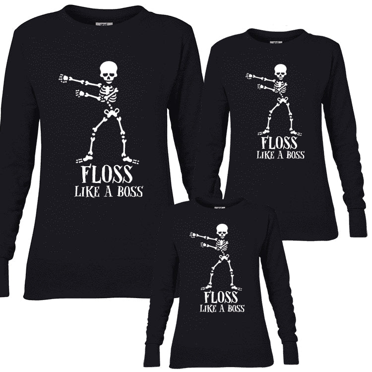 Flossing Skeleton Family Crew Sweats - Black - (MRK X)