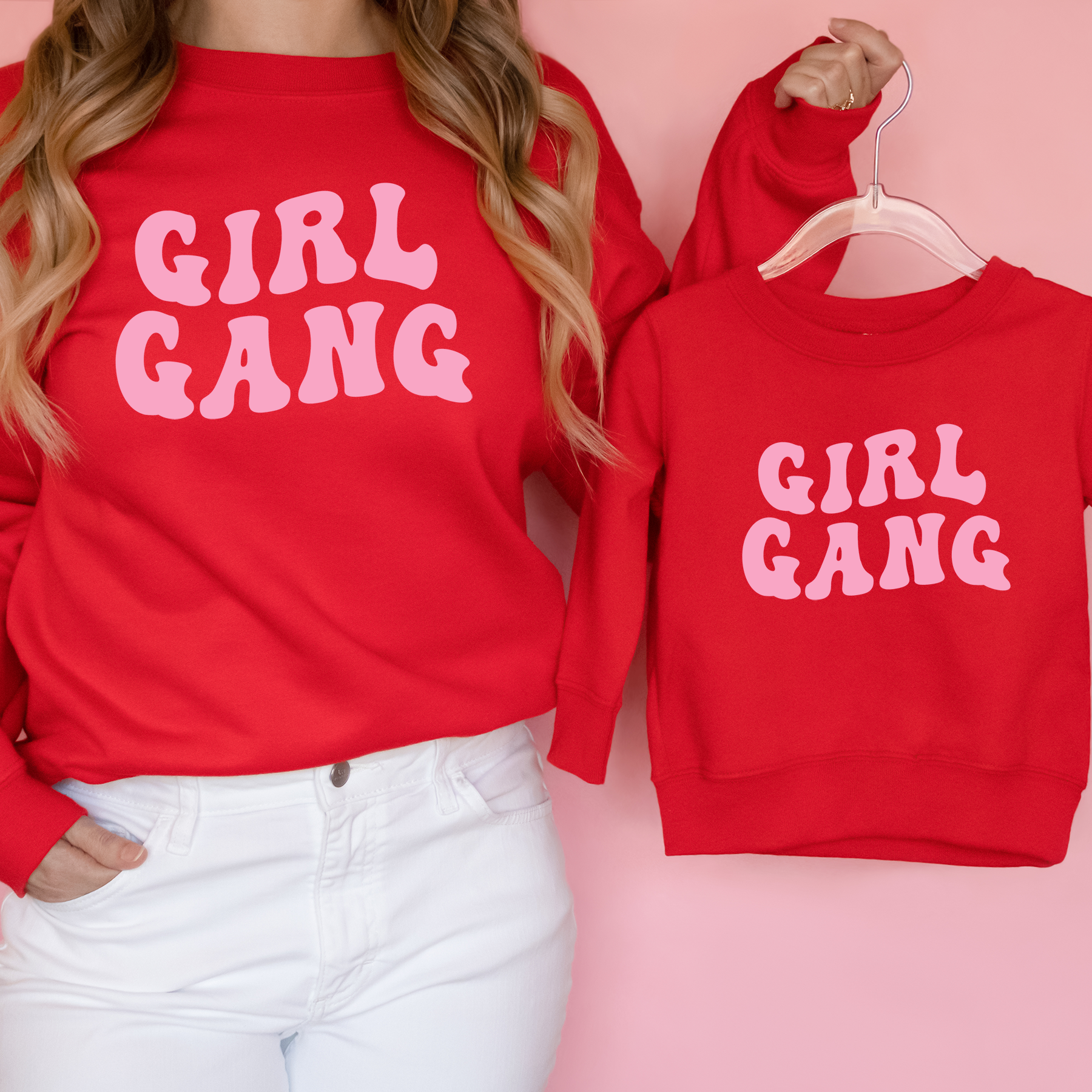 Girl Gang Retro Matching Red Sweatshirts