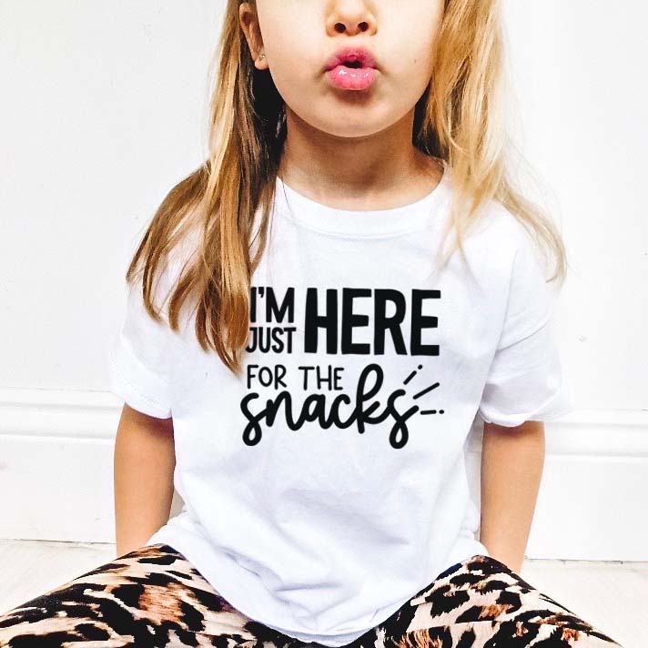 Just Here For The Snacks Kids T-Shirt