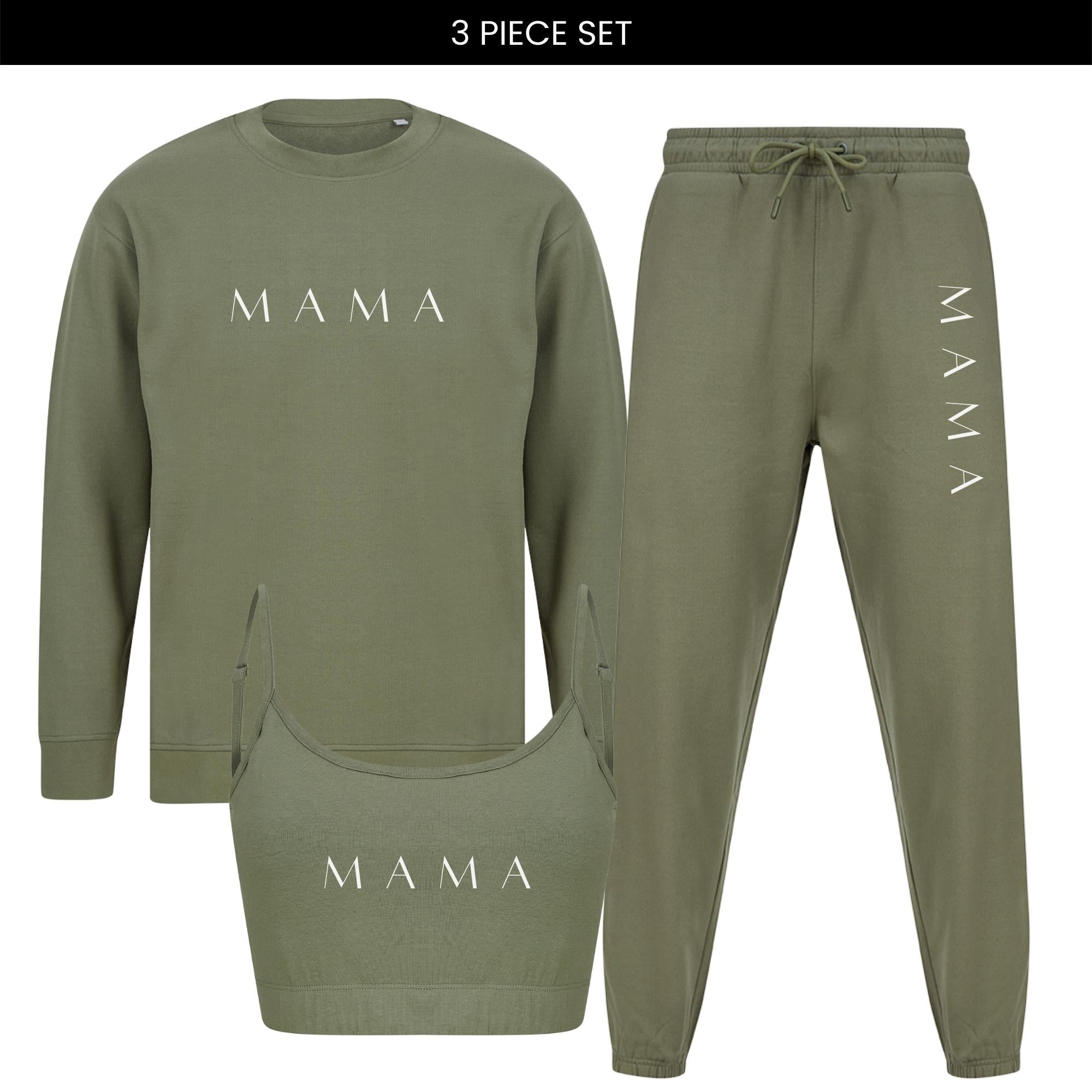 Lounge Mama Sweatshirt, Cropped Cami & Jogger 3 Piece Set