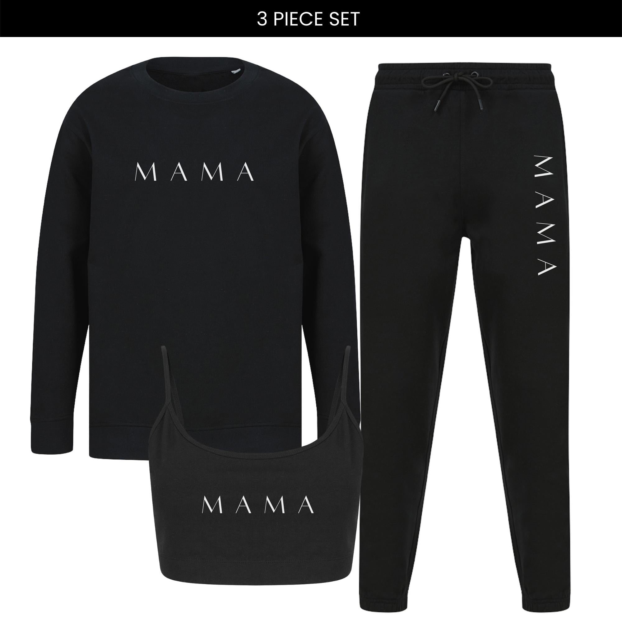 Lounge Mama Sweatshirt, Cropped Cami & Jogger 3 Piece Set