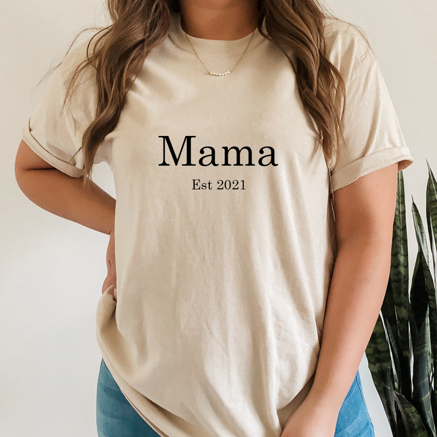 August Mama Est Personalised Year T-Shirt