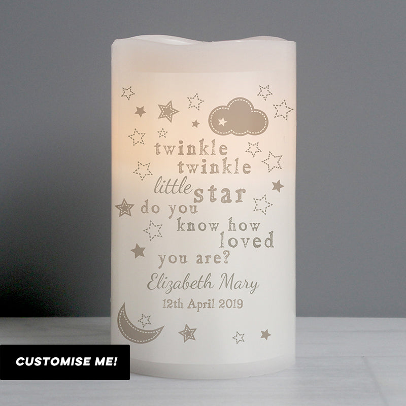 Personalised Twinkle Twinkle Nightlight LED Candle (MRK-iD)