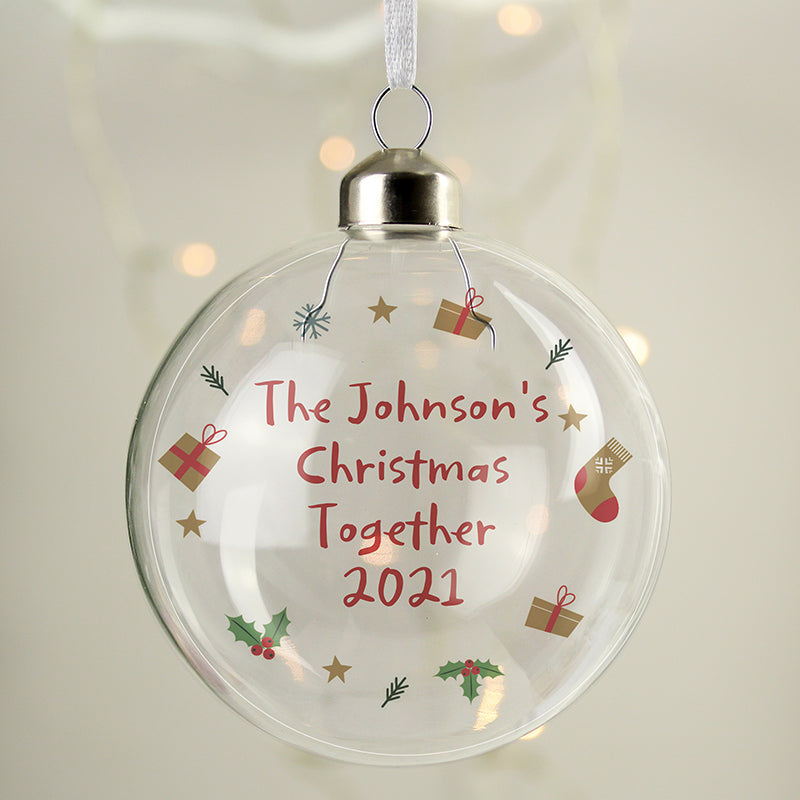 Personalised First Christmas Glass Bauble (MRK-iD)