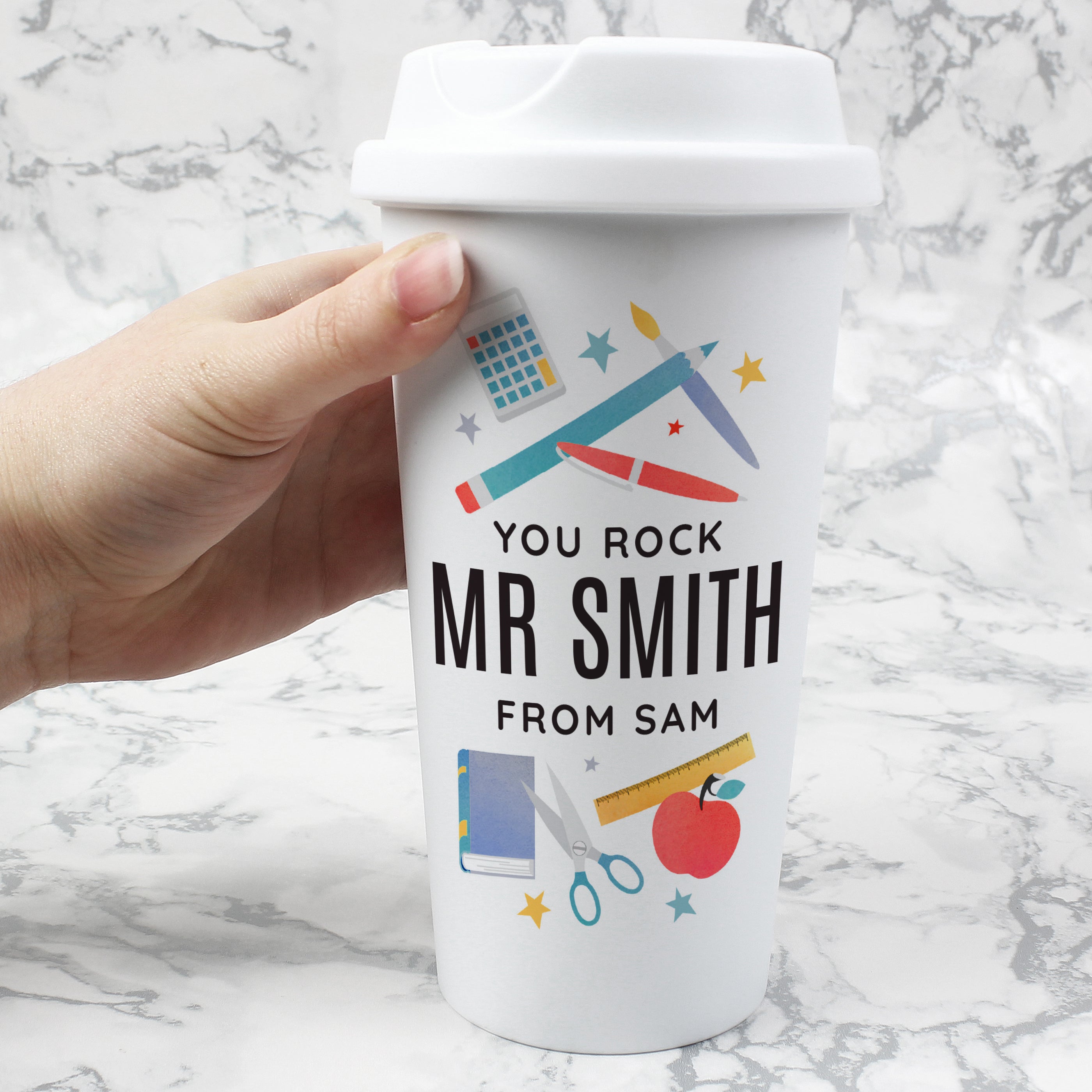 Personalised Teachers Double Walled Travel Mug (MRK-iD)