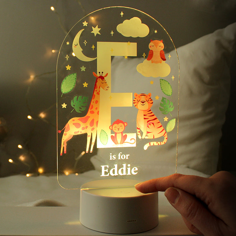 Personalised Animal Alphabet LED Colour Changing Night Light (MRK-iD)