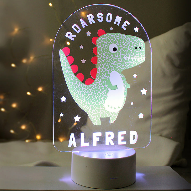 Personalised Roarsome Dinosaur LED Colour Changing Night Light (MRK-iD)