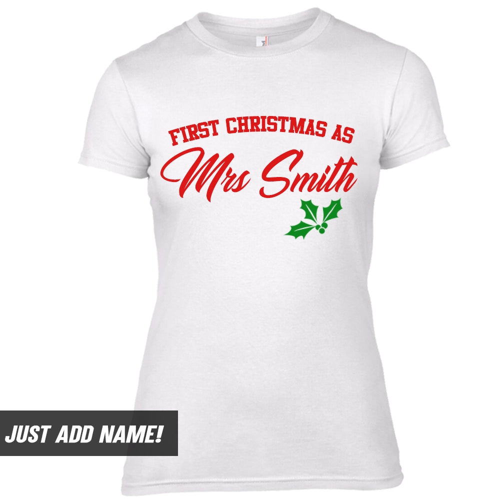Personalised Mr & Mrs First Christmas T-Shirts (MRK X)