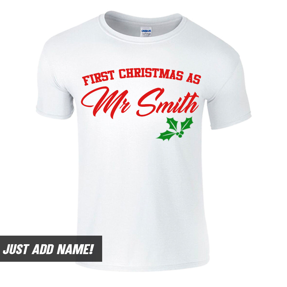Personalised Mr & Mrs First Christmas T-Shirts (MRK X)