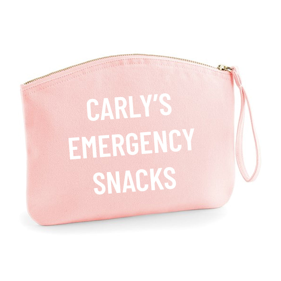 Personalised Name Emergency Snacks Zip Accessory Pouch