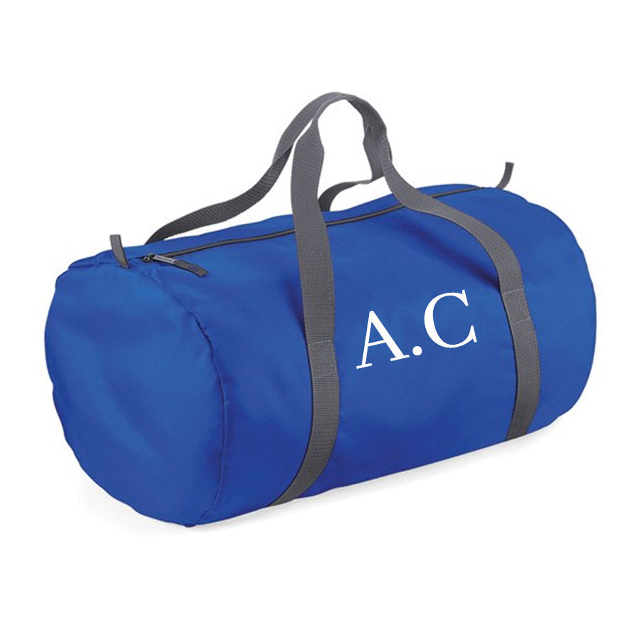 Personalised Initial Packaway Barrel Bag