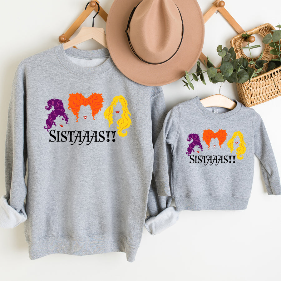 Sanderson Sisters Matching Halloween Grey Sweatshirts